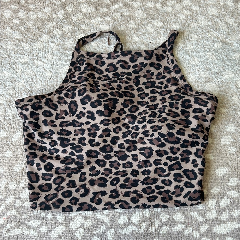 Abercrombie Leopard Print Cropped Tank Top - Brown/Black